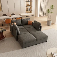 Spacious and Versatile Sectional Sofa with Storage and Ottoman Options