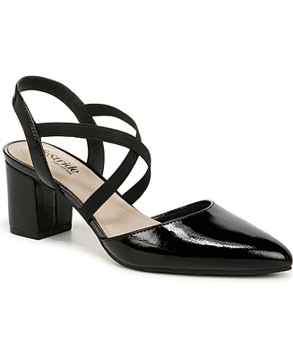 LifeStride Women's April Block Heel Ankle Strap Slingback Pumps