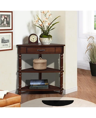 Space-Saving Corner Table Solid Wood, Easy Assembly, Rounded Corners