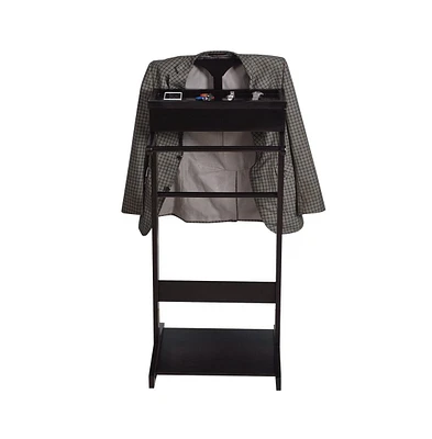 Black Portable Garment Rack, Clothes Valet Stand with Storage Organizer