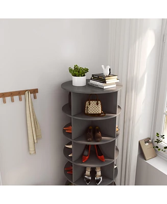 Grey 360 Rotating shoe cabinet 6 layers