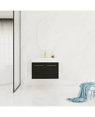 Modern Bathroom Vanity Unique Resin Sink, Soft Close Hinges, Durable Plywood