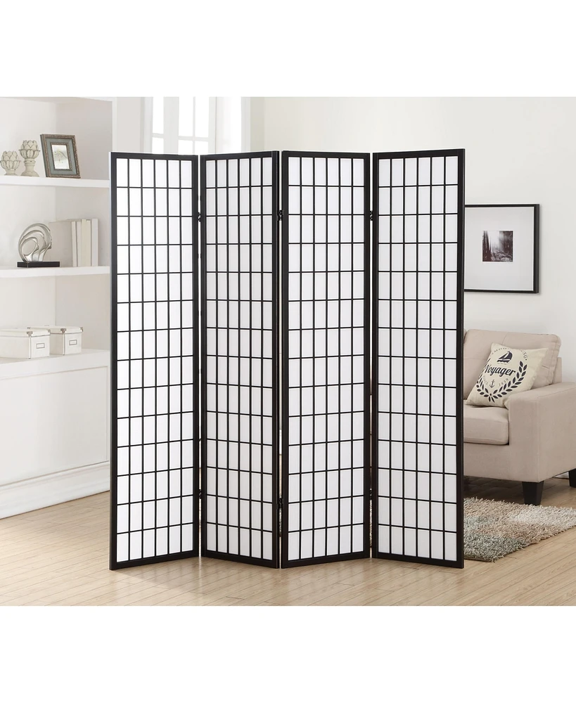 4 Panel Oriental Shoji Screen / Room Divider, Black