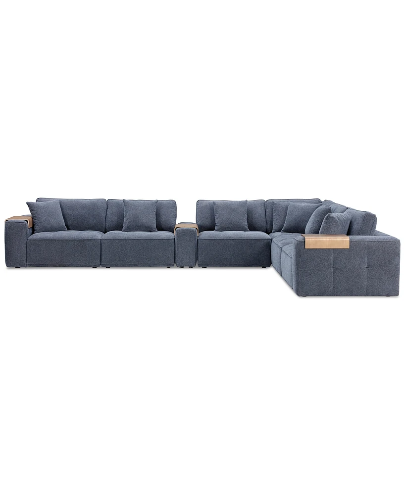 Nycolle -Pc. Modular Fabric L-Shape Sectional with 1 Console