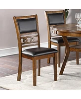 Set Of 2 Upholstered Dining Chair In Walnut Finish