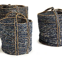 Denim Round Baskets Set of 3