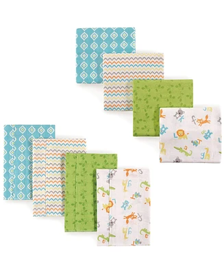 Luvable Friends Infant Cotton Flannel Burp Cloths and Receiving Blankets, 8-Piece