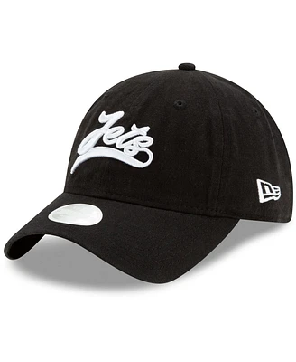 New Era Women's Black New York Jets Tail Sweep 9TWENTY Adjustable Hat