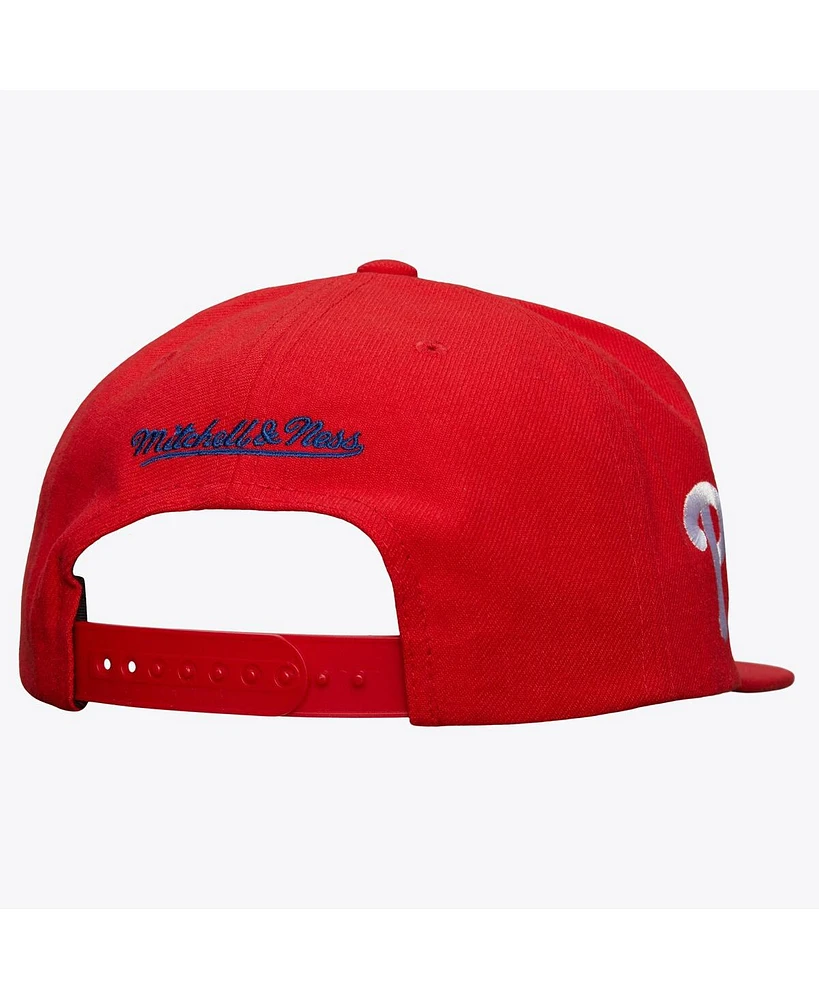 Mitchell & Ness Men's Red Philadelphia Phillies Team Tagged Snapback Hat