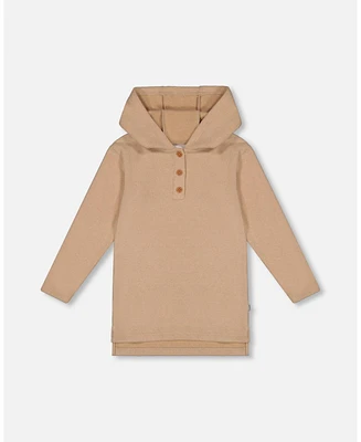 Deux par Deux Big Girls Hooded Rib Tunic Beige