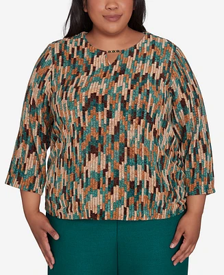 Alfred Dunner Plus Size Emerald Isle Chenille Vertical Texture Top