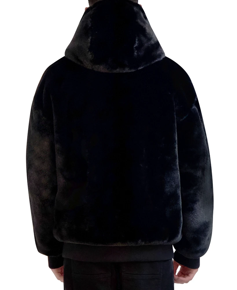 Karl Lagerfeld Men's Reversible Faux-Fur Lined Bomber Jacket