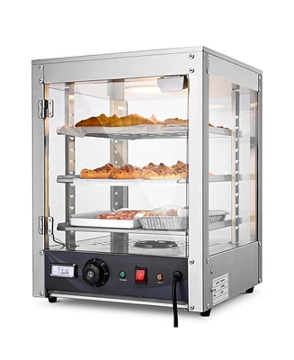 WeChef 15" Commercial Countertop Food 3-Tier Pizza Warmer with Led Adjustable Lighting Food Heater Display Case Stainless Steel for Buffet Restau