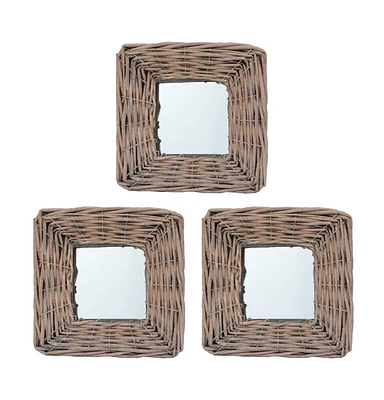vidaXL Mirrors 3 pcs 5.9"x5.9" Wicker