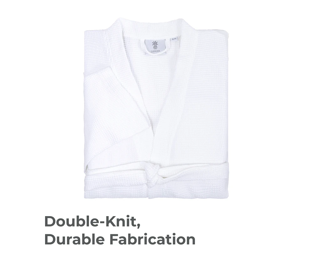 Cariloha Waffle Knit Bath Robe | White | Unisex, Small/Medium | Viscose Material | Soft, Comfortable, & Wicks Moisture