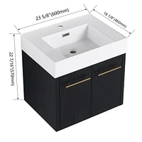 Modern Bathroom Vanity with Unique Resin Sink and Soft-Closing Hinges