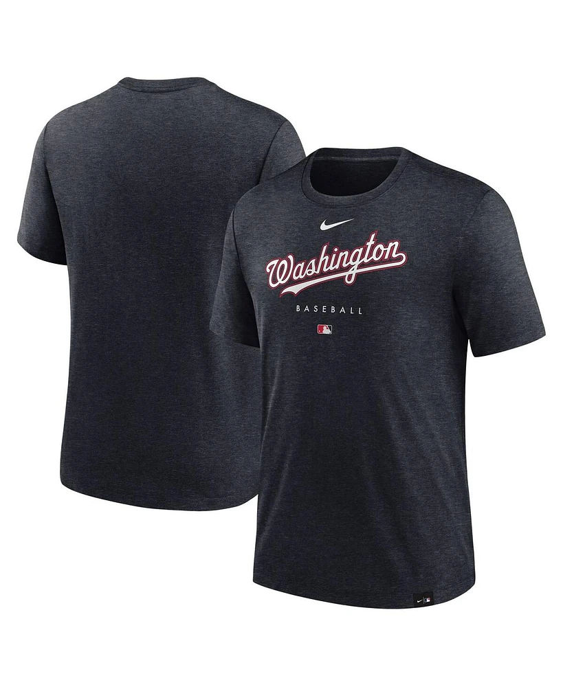 Nike Men's Heather Navy Washington Nationals Authentic Collection Early Work Tri-Blend Performance T-Shirt