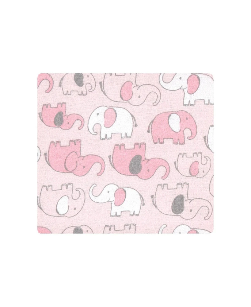 Hudson Baby Infant Girl Cotton Flannel Receiving Blankets, Girl New Elephant, One Size