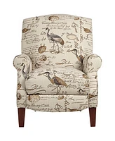 Birdsong Script and Bird Patterned Recliner Chair Armchair Comfortable Push Manual Reclining Footrest Adjustable Upholstered Bedroom Living Room Readi