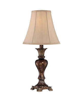 Xavier Traditional Accent Table Lamp 21" High Warm Bronze Brown Urn Footed Base Natural Tone Bell Shade Decor for Living Room Bedroom House Bedsi