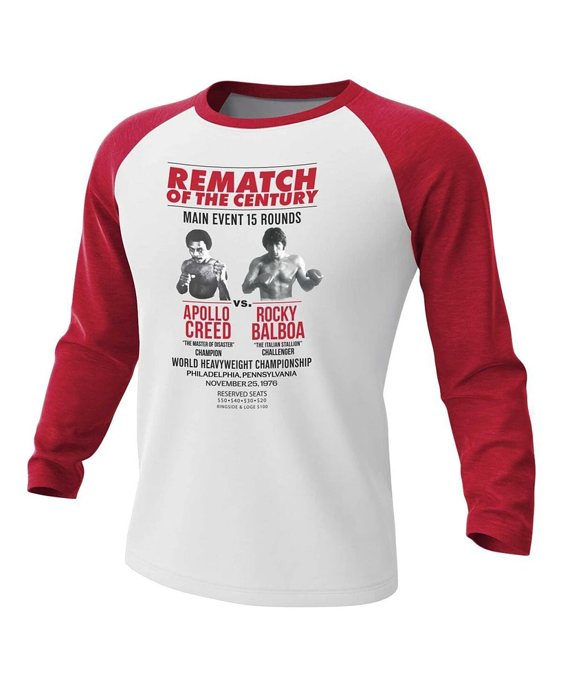 Contenders Clothing Men's White/Red Rocky Rematch of the Century 3/4-Sleeve Raglan T-Shirt