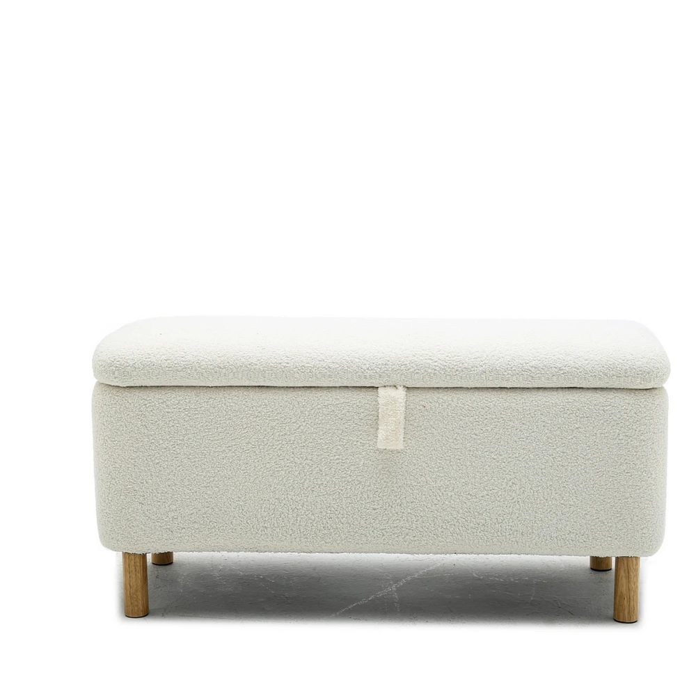 Soft Boucle Upholstered Storage Ottoman