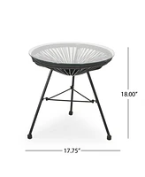 Nusa Modern Rattan Side Table With Tempered Glass Top