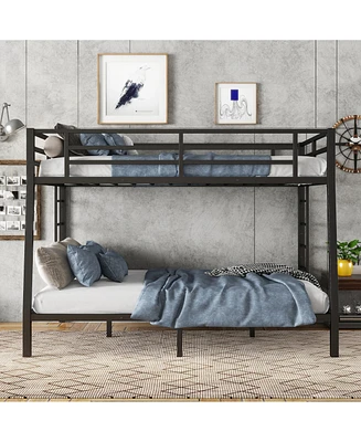 Full Xl over Queen Bunk Bed, Sturdy Metal Frame, Noise Reduced, No Box Spring