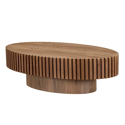 Modern Walnut Coffee Table with Sturdy Pedestal