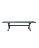 Modern Aluminum Outdoor Dining Bench, Dark Gray