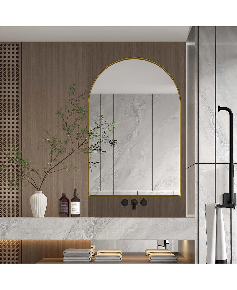 24x36" Recessed Gold Metal Medicine Cabinet with Mirror