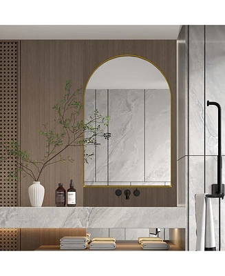 24x36" Recessed Gold Metal Medicine Cabinet with Mirror