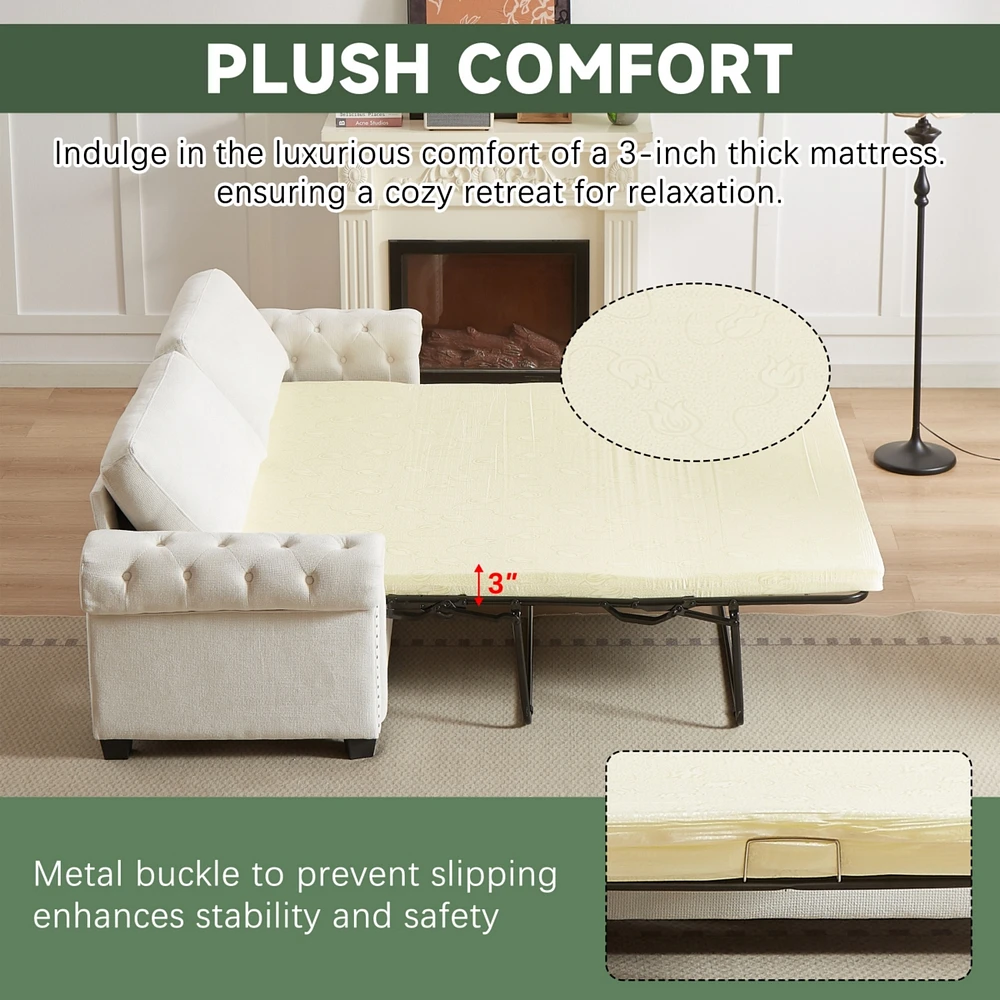 83.8" Convertible Sleeper Sofa Bed with Folding Mattress