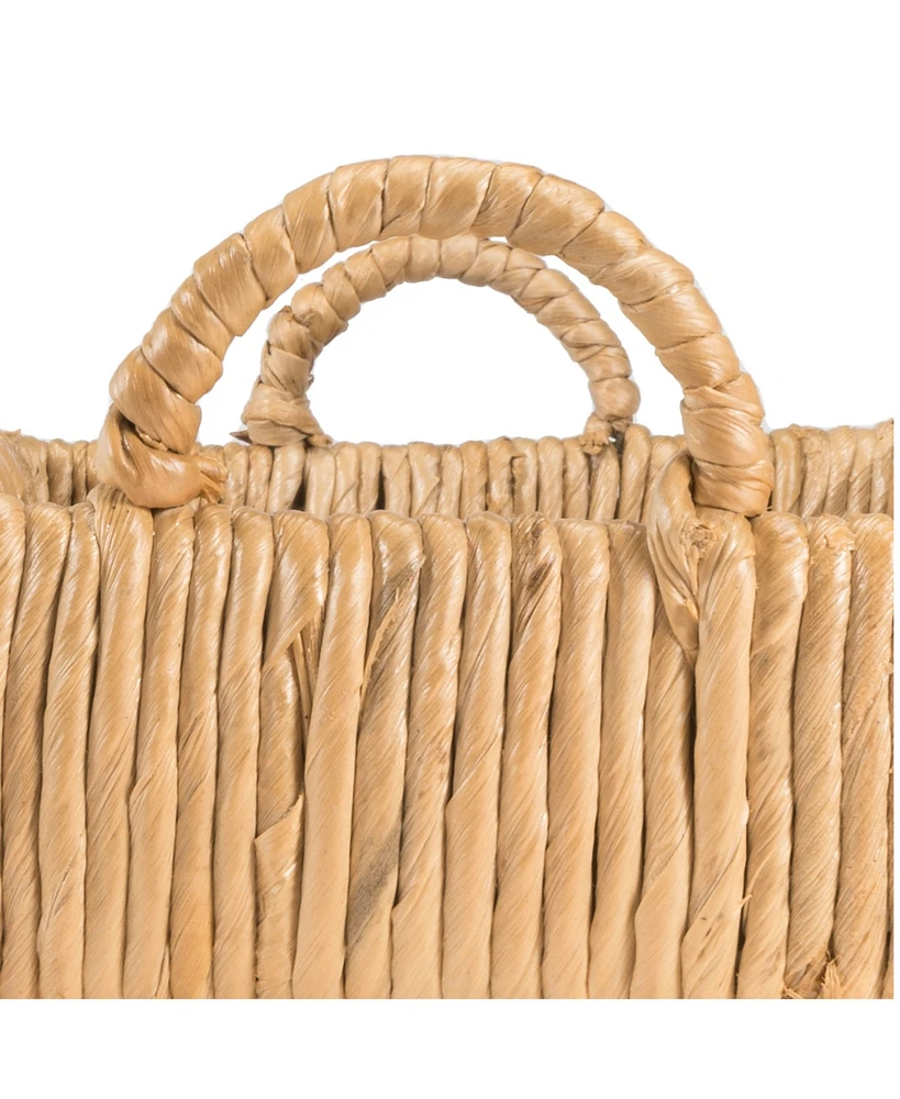 Jonathan Y Anika 22.5" Traditional Southwestern Hand-Woven Abaca Tray with Handles, Natural