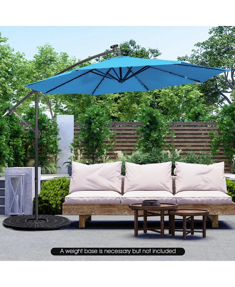 Patio Solar Powered Cantilever Umbrella with Tilting System