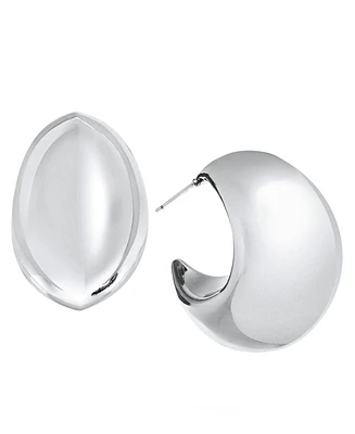 And Now This Silver Plated or 18k Gold Plated Brass Post C Hoop Puff Earring