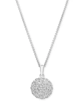 Diamond Cluster 18" Pendant Necklace (1/10 ct. t.w.) in Sterling Silver, Created for Macy's (A $170 Value)