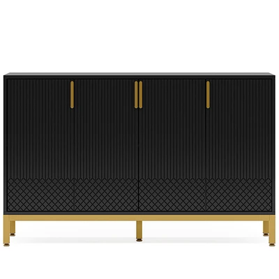 Tribesigns Modern Storage Cabinet, 59 Inch Console Cabinet Sideboard Buffet with 4 Doors & Gold Metal Base, Entryway Cupboard Furniture for Li