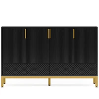 Tribesigns Modern Storage Cabinet, 59 Inch Console Cabinet Sideboard Buffet with 4 Doors & Gold Metal Base, Entryway Cupboard Furniture for Li