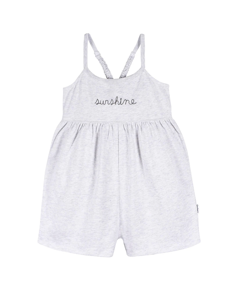 Gerber Baby Girls Sleeveless Romper Jumpsuit, 2 Pack