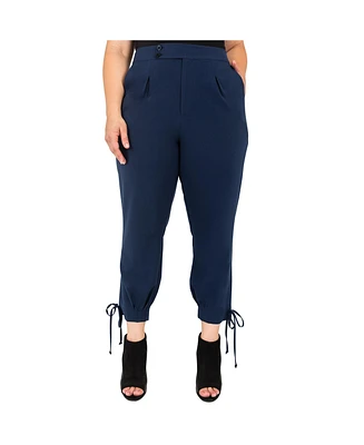 Standards & Practices Plus Size High Waisted Ankle Tie Cuff Trousers