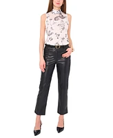Vince Camuto Women's Sleeveless Mesh Mock-Neck Top