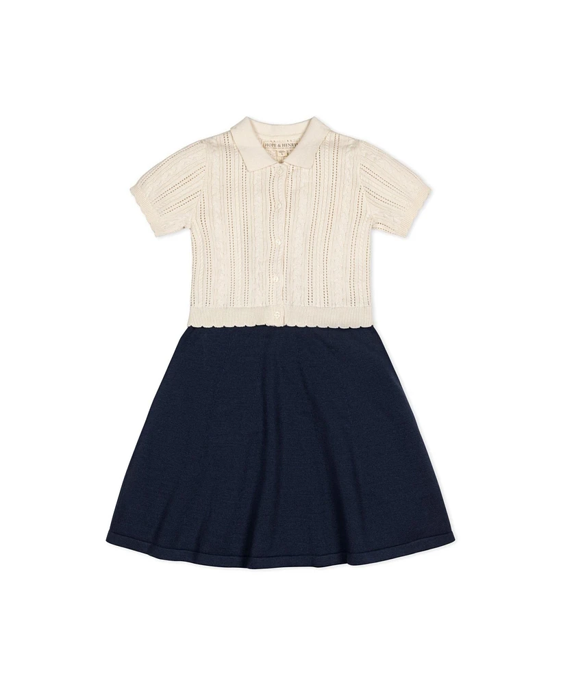 Hope & Henry Toddler Girls Short Sleeve French Schoolgirl Sweater Dress