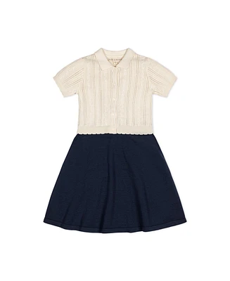 Hope & Henry Toddler Girls Short Sleeve French Schoolgirl Sweater Dress