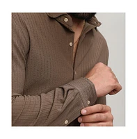 Men's Tan Brown Stripe-Creased Shirt