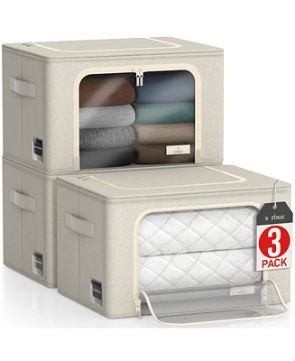 Sorbus Pack Foldable Storage Box - Metal Frame, Oxford Fabric, Large Window & Handles - Organization for Bedroom