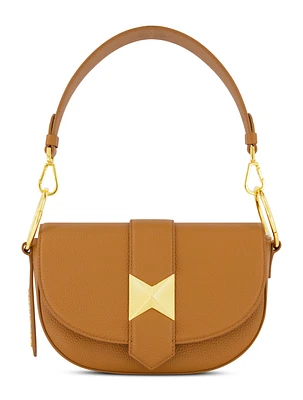 Gold Plated Hardware Grain Leather Saddle Bag