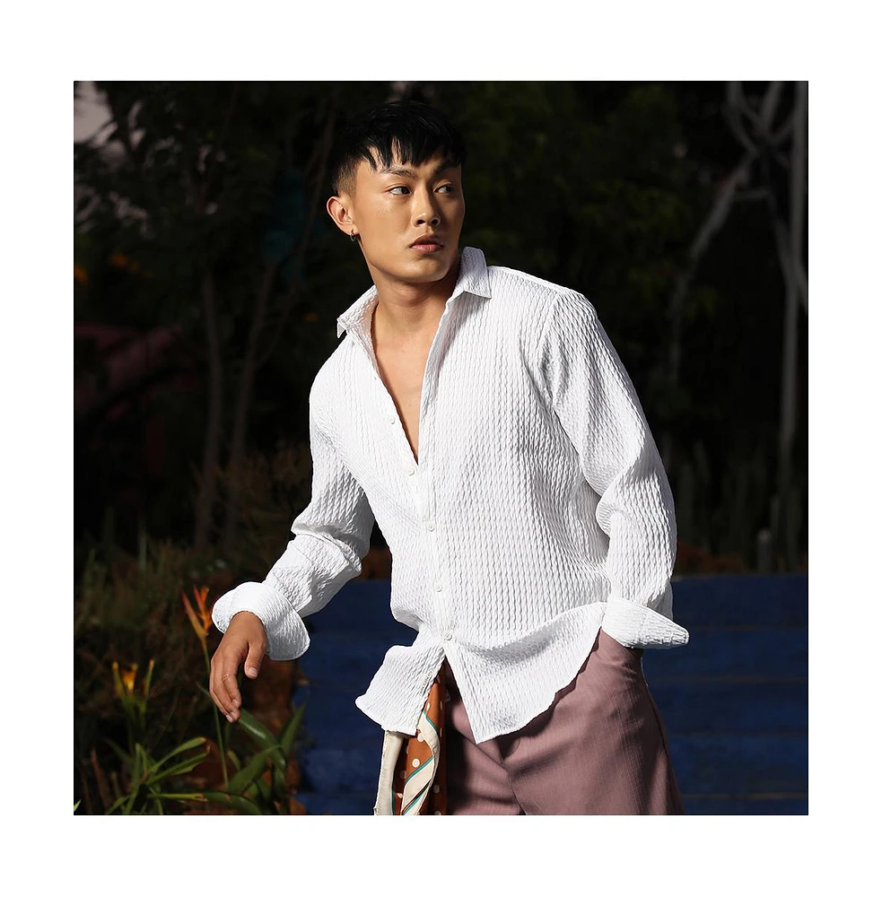 Campus Sutra Men's Chalk White Twisted Crease Shirt
