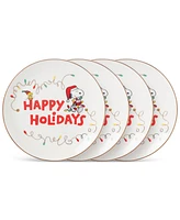 Lenox Snoopy & Woodstock Holiday Accent Plates, Set of 4