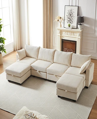 Modular Sectional Sofa with Storage and Convertible Sleeper